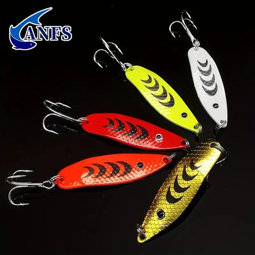 5 -ANFS Walleye Northern Bass Fishing Spoons Compare To Mepps Syclops With Box - Picture 2 of 10