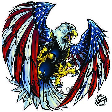Screaming American Bald Eagle Wings Decal XX Large 36'' Decal 