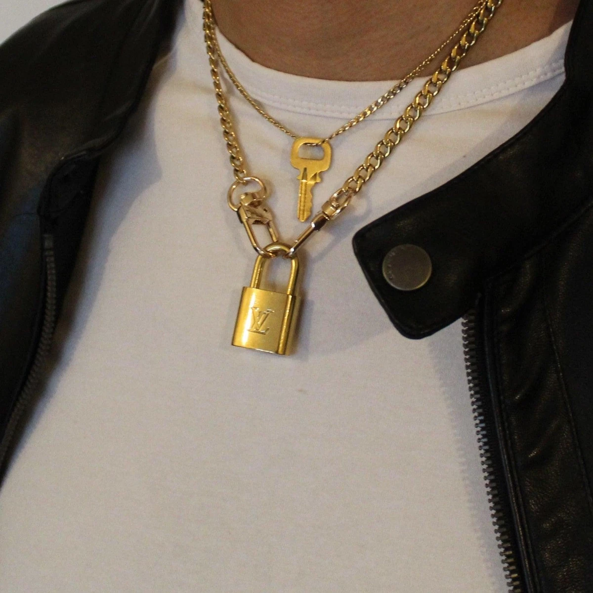 Louis Vuitton Padlock Necklace with Double Chain For Him