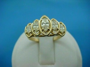 Authentic 2Ct Marquise Simulated Diamonds 14k Yellow Gold Plated 5 Stone Engagement Ring