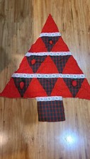 Vintage 30  Quilted Christmas Tree Patchwork Wall Hanging Handmade Decor 1980s