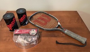 Vintage Racquetball Equipment - Racquet, Goggles, Balls