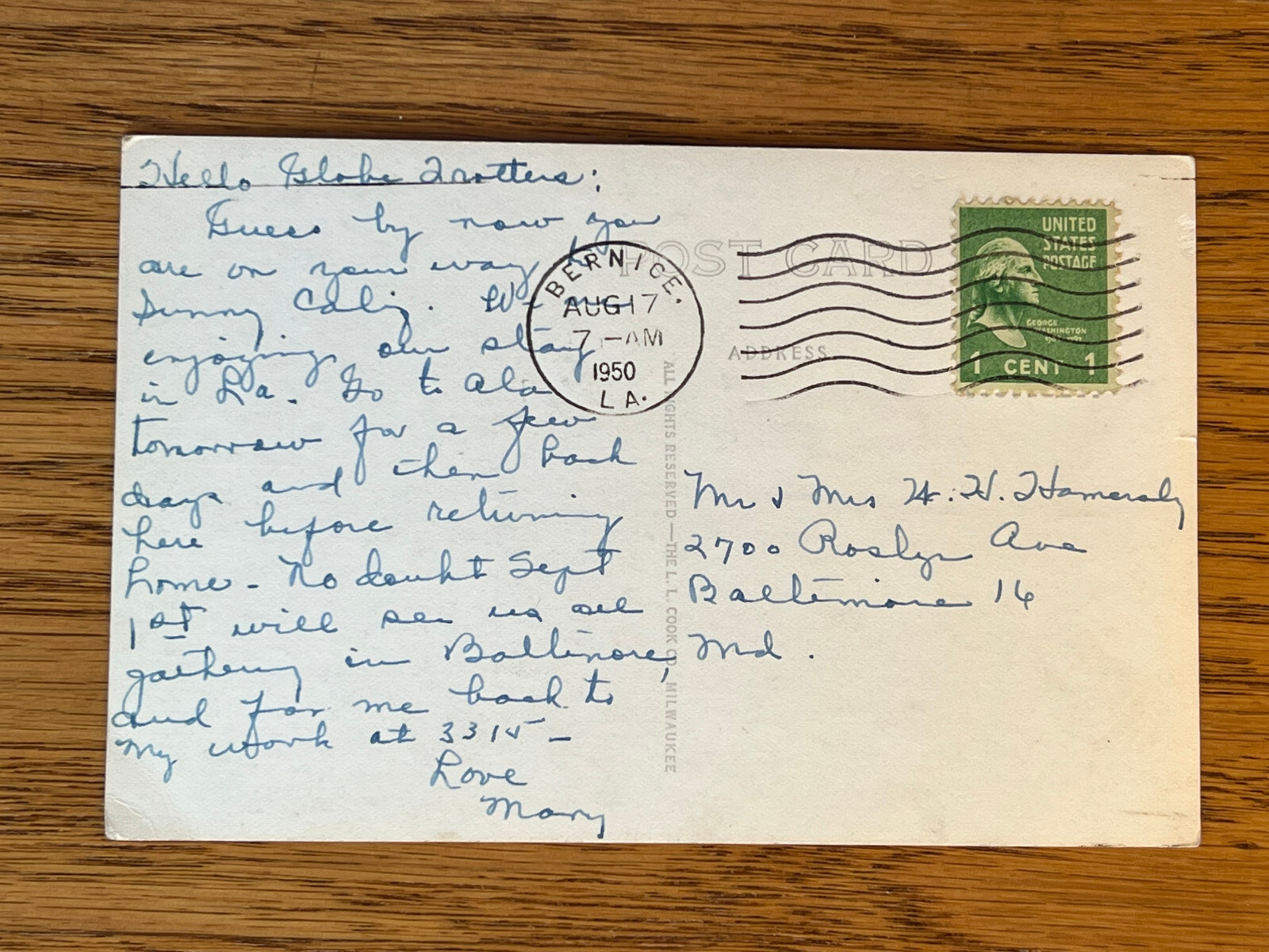 Louisiana LA Bernice RPPC, Chevrolet, Mobilgas, Cafe, Hotpoint Signs