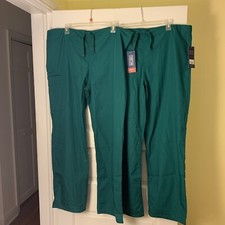 Cherokee Workwear Unisex Drawstring Cargo Scrub Pants-Sz M-Green-Lot Of 2-NWT