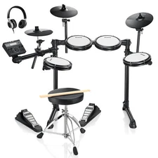 Donner DED-200 Lite Electric Drum Set With Throne Quiet Mesh Pad Dual Zone Snare