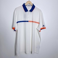NWT Adidas Men's Ultimate365 3-Stripes Polo Shirt Golf White Blue Orange 2XL