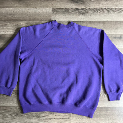VTG Flower Sweatshirt Size XL Raglan Pullover Purple Lee VTG Flower Sweatshirt Size XL Raglan Pullover Purple Lee