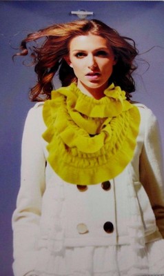 Ruffled Infinity Scarf Solid Color Stretchy Knit Single Or Double Loop
