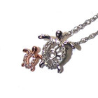 New 925 Sterling Silver .10ct diamond sea Turtle Baby mother child necklace 1.6g — photo 7