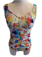 Rose Marie Reid One-Piece Swimsuit Full Coverage Floral Bathing Suit Sz 12 Pool