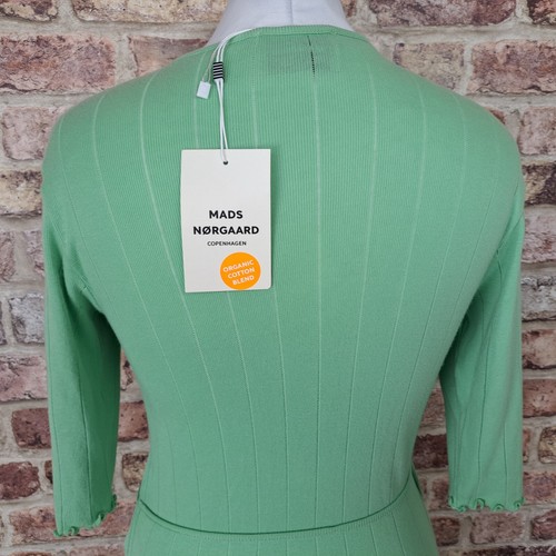 Mads Norgaard Dalis Dress Knitted Wrap Small Light Green UK 10 Knee Length - New - Picture 10 of 14