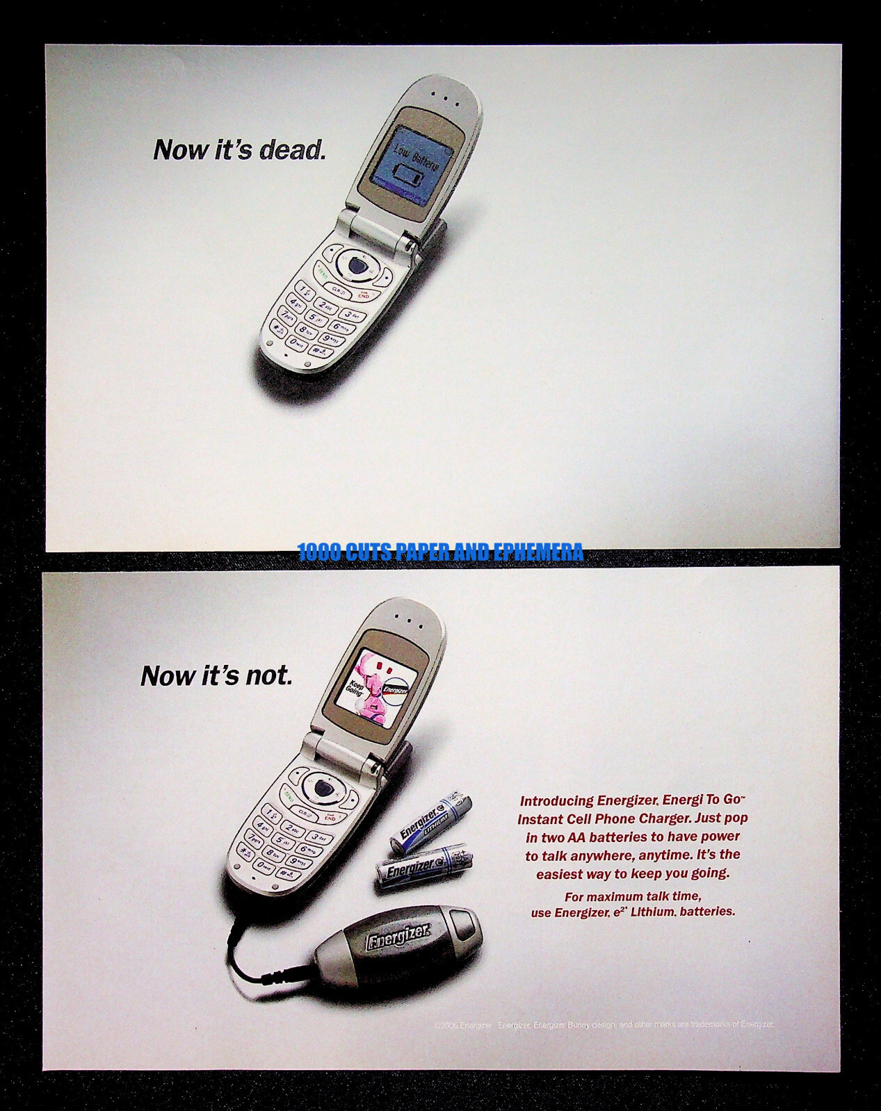 Energizer Batteries Portable Cell Phone Charger 2006 Print Magazine Ad Poster-image