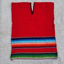 Rubies Poncho Unisex Red Pullover Mexican Blanket V Neck Costume Party One Size