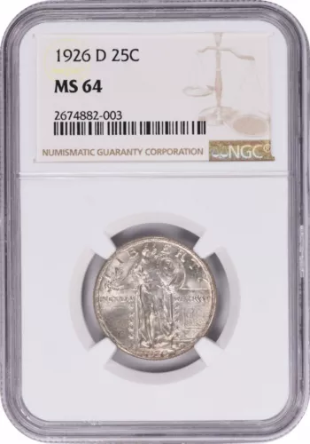 1926-D Standing Liberty Silver Quarter MS64 NGC