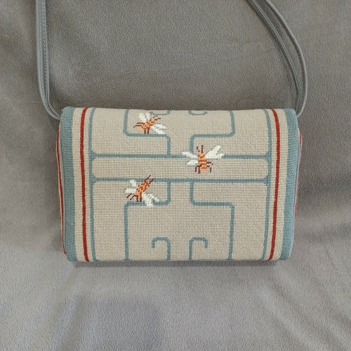 Elizabeth Turner Collection Needlepoint Purse Vintage Orange Bees UNIQUE - Picture 2 of 12