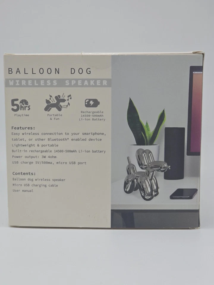 Vivitar Metallic Chrome Wireless Bluetooth Balloon Dog Speaker--Brand New - Image 4 of 4
