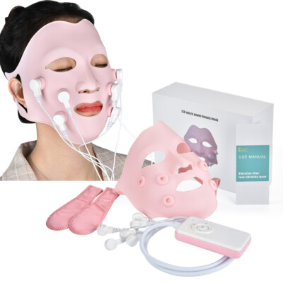 face mask vibrating circulation massager Red LED Light Photon Therapy Vibration Soft Gel Face Mask Massager Anti  Wrinkles