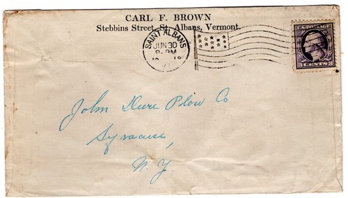 All-Over Automobile 1918 Saint Albans VT Flag Hartford Tire Insurance to Deere - Picture 2 of 2