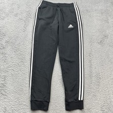 Adidas Essentials Fleece Track Pants Mens M Black 3 Stripe Tapered Streetwear