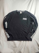 PINK Victoria's Secret Sweatshirt Womens Size XS Black Fleece Crew Neck Pullover