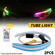 2pcs Rgb 60cm Led Drl Light Car Headlight Strip Light Turn Signal Remote Control 2pcs Rgb 60cm Led Drl Light Car Headlight Strip Light Turn Signal Remote Control
