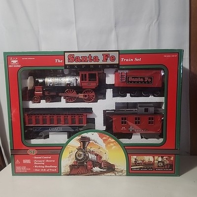 New Bright Industrial Toys SANTA FE Express TRAIN SET w/ Sound Lights VTG Open