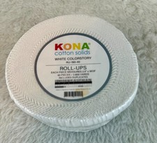 Robert Kaufman Kona Cotton Solids White Colorstory 2-1/2in Roll-Ups 40pcs