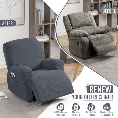 TAOCOCO Recliner Cover 4-Pieces Stretch Sofa Slipcover 1 Seater Couch Protect... - Picture 4 of 6