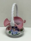 FENTON GLASS BASKET HONOR COLLECTION PURPLE PASSION BLUE BURMESE