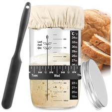 Sourdough Starter Jar Kit, 34 Oz Glass Sour Dough Jars Wide Mouth for Beginners,