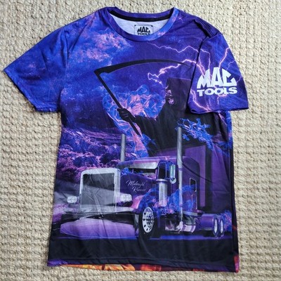 Mac Tools Midnight Runner Semi Skull Reaper Flame Highway Mechanic Crew Neck Tee