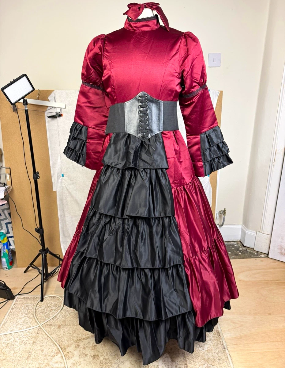 Gótico Victoriano Vampiro Vestido Conjunto Halloween Juegos con disfraces Conjunto Talla S Nuevo