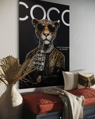 WANDBILD LUXUS COCO LEOPARD MODERN KUNST DRUCK LEINWAND POSTER DEKO - Bild 1 von 4