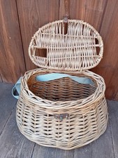 Vintage Wicker Fishing Creel, Basket, Foraging, Cabin Decor