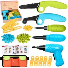 ZLemma Kids Cardboard Construction Tool Set with Electric Drill  Tool Belt -258