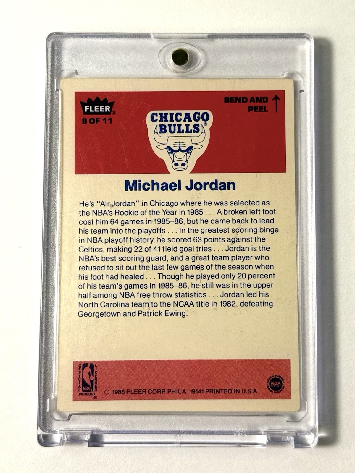 1986-87 Fleer - Stickers Michael Jordan #8 (RC) view 5