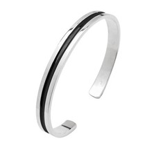 Men's 925 Sterling Silver Bangle, 7mm Single Line Cuff Bangle for Men