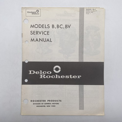 #ad Delco Carburetor Models B BC BV Service Manual 1964 $6.00