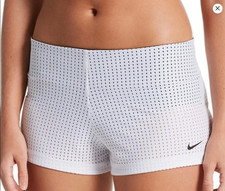 Nike Womens Wide Waistband Pocket Sport Swim Mesh Board Shorts, White/Black L,XL