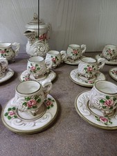 Servizio caffè porcellana capodimonte 11 tazzine 10 piattini 1 caffettiera 1 lat