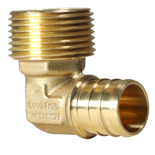 25 Pack XFITTING 3/4" Pex B X 3/4" Male NPT Elbow Brass Crimp Fittings , NSF