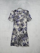 Banana Republic Womens Size 2 Dress Gray Geometric Print Short Sleeve V Neck