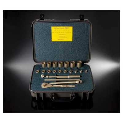 Ampco Socket Set: Non-Sparking, 21 Pc, 1/2'' Drive, 5/16 to 1-1/4'' W-260