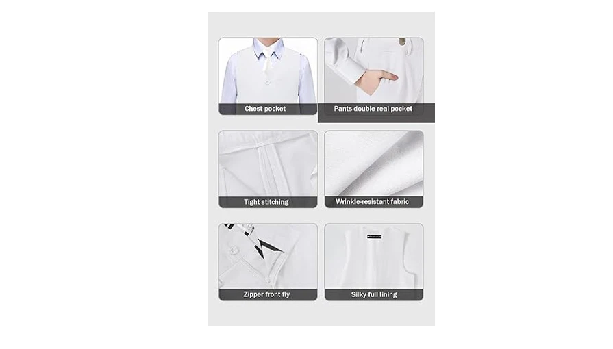 YuanLu Boys' First Communion Suits Vest and Pants Set with Dress Shirt, 3T - Image 2 of 4