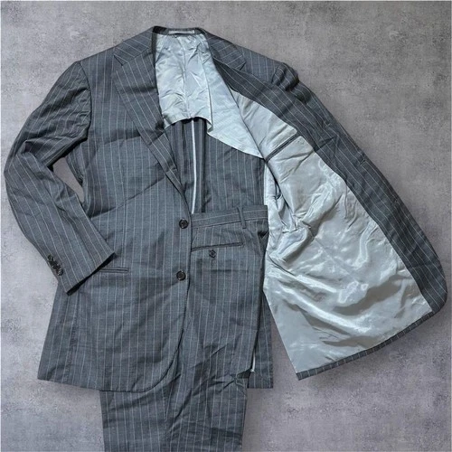 RING JACKET MEISTER Charcoal Gray Pinstripe Suit Set XL 52 Excellent condition video thumbnail