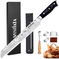 Bread Knife 8” Ultra Sharp Serrated Knife, German High Carbon Stainless Steel...