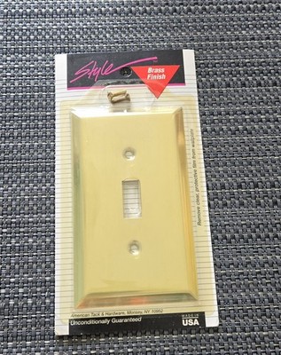 Vtg Style American Tack Brass Finish Toggle Switch Plate Cover Made In USA
