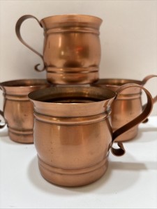 GREGORIAN COPPERWARE SOLID COPPER MUGS,SET OF Four Vintage