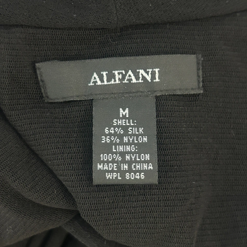 Alfani Black Silk Mesh Crop Faux Wrap Long Sleeve Top Size Medium - Image 4 of 4