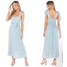 Show Me Your Mumu Sage Smocked Maxi Dress Tie Strap Sleeveless XS